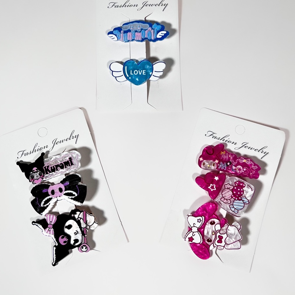 Sanrio Character Resin Hair Barrette Clips • Kuromi - My Melody • Cinnamoroll